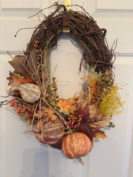 Oval Gourd And Fall Grapevine Wreath