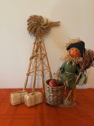 Scarecrow And Straw Windmill