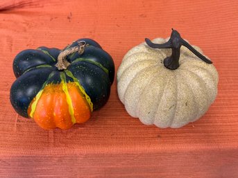 Decorative Guord And White Pumpkin