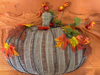 Wire Frame Pumpkin Over Burlap