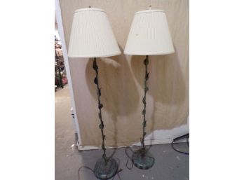 Metal Lamps Adorned With Leaves