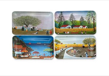 Set Of 4 Melamine Snack Trays Made In Italy