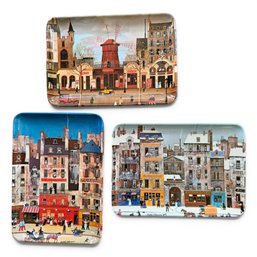 Set Of 3  Melamine Snack Trays Made In Italy