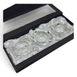 Vintage Oleg Cassini Crystal Tealight Votive Holders 3 Boxed Set
