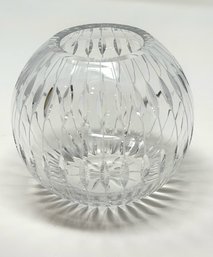 Vintage Kusak Polished Cut Crystal Rose Bowl / Globe Vase Signed