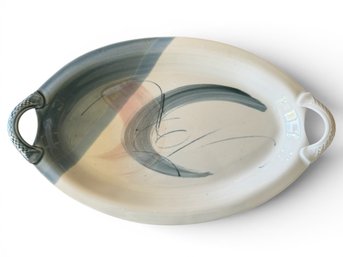Studio Art Pottery Oval Serving Platter With Handles