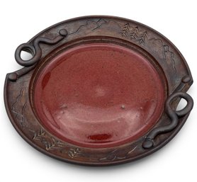 Southwestern Stoneware Pottery Dish Redware Glazed Aztec Studio Handmade Signed