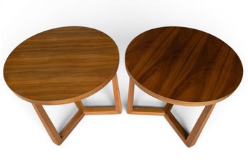 Triplo Walnut Veneer Accent Tables