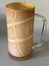 Peach Swirl Hand Blown Art Glass Studio Large Water Drinks Pitcher