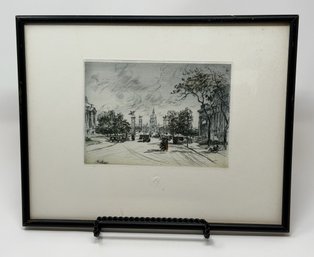 Etched Street Scene Drawing By Eugene Veder