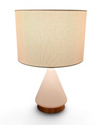 West Elm White Modern Table Lamp With USB Charging Port – White & Brass Base