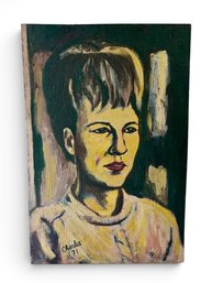 Quirky MCM Oil Painting On Canvas - Portrait Of A Woman