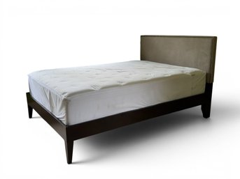 West Elm Full Size Bed With Velvet/Microfiber Headboard And Mattress From Charles P. Rogers