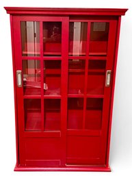 Red Sliding Door Cabinet/Bookcase