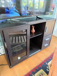 Elegant Dark Wood Wine Bar Cabinet With Storage