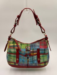 Vintage Dooney & Bourke Madras Picnic Plaid 'Ants At The Picnic' Shoulder Bag