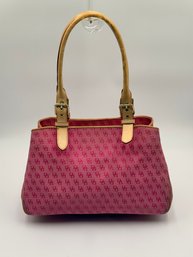 Vintage Dooney & Bourke Pink Monogram Canvas And Leather Bag