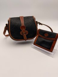 Vintage Dooney & Bourke All Weather Leather Equestrian Bag With Matching Wallet