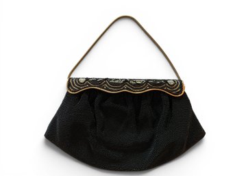 French Caviar Beaded Evening Bag Handmade France