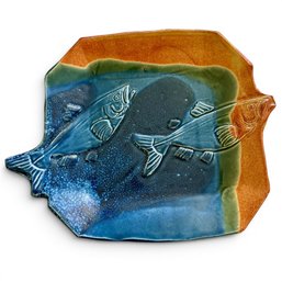 Square Studio Pottery Salmon Swimming Platter