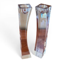 Nambe Crystal Kissing Candlesticks Taper Candle Holders