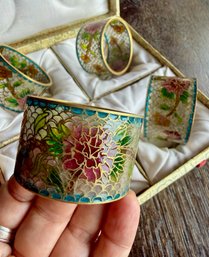 Plique A Jour Chinese Cloisonne Napkin Rings