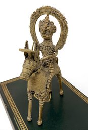 Antique India Dhokra Horse & Rider Sword Tribal Figurine Lost Wax Process Solid
