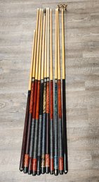 SS Set Of 10 Brunswick Cue Sticks With Bridge