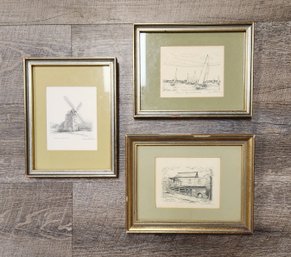 3 Pen & Ink Drawings By LI Artist Alice Kettleback - LOCUST VALLEY PICK UP
