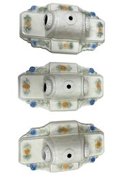 3 Porcelain Art Deco Floral Sconceslight Fixtures PDC -  Locust Valley Pick Up