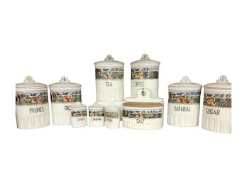 Antique Pastoral Canister Set - 10pce Set RS