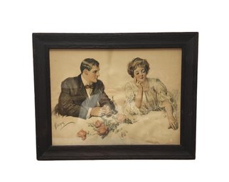 Romantic Antique Print And Frame JO