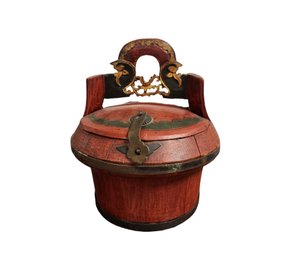 SH - Antique Chinese Red Lacquer Wedding Box