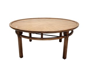 Bert England Style Bleached Walnut Coffee Table With Brass Accents