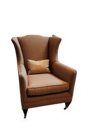 JK Henredon Wingback Armchair With Nail Heads And Brass Casters **PICK UP SUNDAY 2/25 IN SYOSSET**