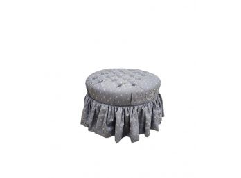 Ethan Allen Round Tufted Ottoman SID