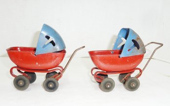 (2) Vintage Wyandotte Pressed Steel Toy Carriages