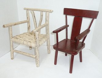 2 Vintage Doll Or Teddy Bear Size Chairs