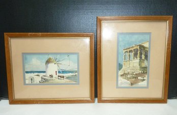 (2) Vintage Framed Water Color Paintings, Signed Same Artist  SEE CLOSE UP PHOTOS