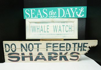 LOT Of (3) Wooden Signs, Ocean Related