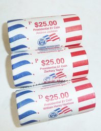 (3) Rolls Uncirculated Presidential Dollar Coins