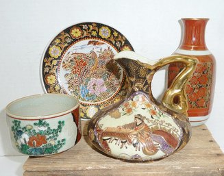 (4) Vintage Satsuma & Asian Ceramic Pieces