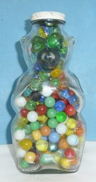 Vintage Toy Marbles, Vintage Glass Bear Bottle, 250 Count