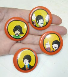 4 Metal Pin Back Buttons, BEATLES