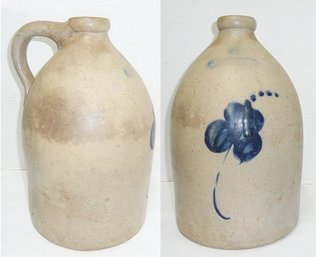 (1) Antique F B Norton 2 Gal. Blue Decorated Stoneware Jug, Worcester Mass. LOVELY CONDITION