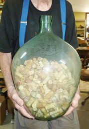Vintage Demi John Bottle 18' Tall, Filled With Corks
