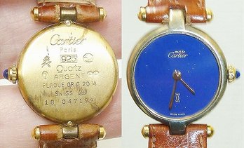 Vintage Wristwatch Mkd. Cartier Paris 925 Argent, Swiss (see Multiple Photos)