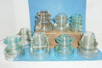 Vintage LOT (8) Clear To Light Insulators