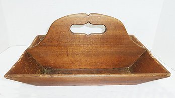Antique Cutlery Box, Primitive Wooden Knife Box Nicely Cut Out Handle