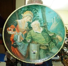 LARGE Vintage Metal FALSTAFF Brewing Wall Hanger, Advertising Sign, 25' Diameter, Good Color & Design